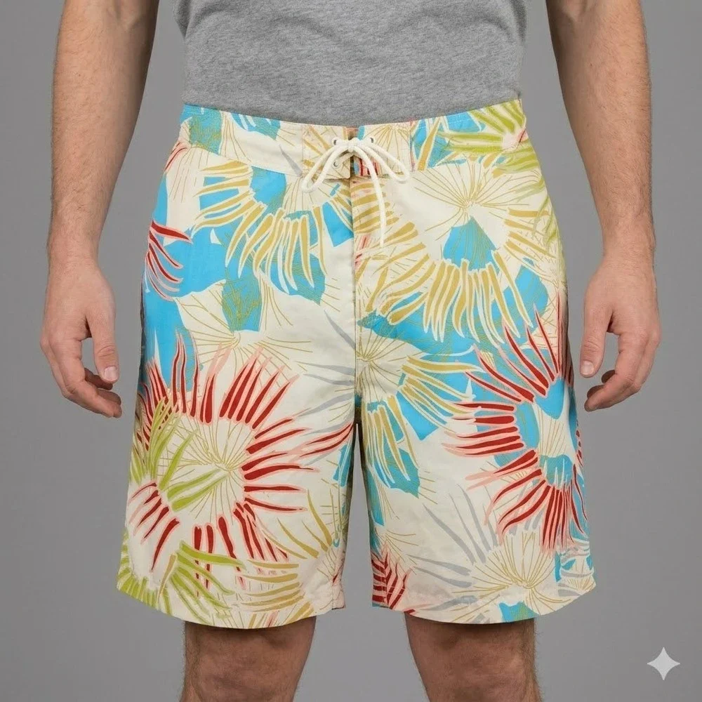 Jantzen‎ Men's Tropical Floral Swim Trunk Board Shorts Size XL Blue Multicolor